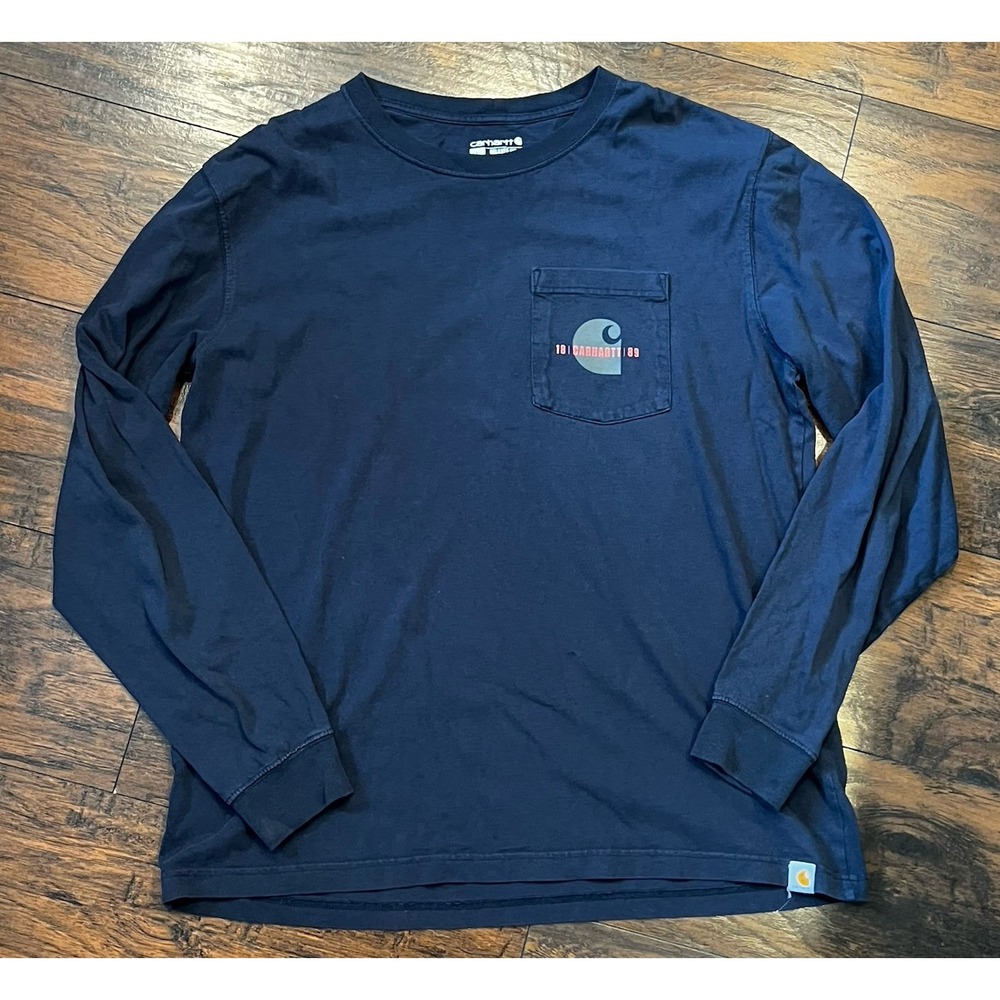Carhartt‎ Men's Navy Long-Sleeve Pocket Tee Size Large